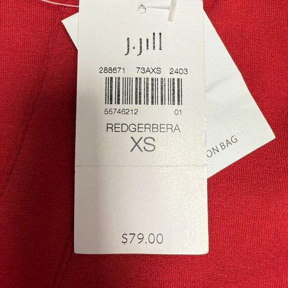 NWT Women's J. JILL Wearever Shirred-Yoke Split-Neck Tunic Red | Size XS - Picture 4 of 9